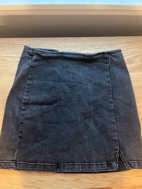wild fable Black Denim Mini Skirt with Front Slit